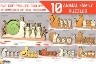 Animal Family Puzzles Laser Cut Bundle Graphic 3D SVG By Digital Idea 1