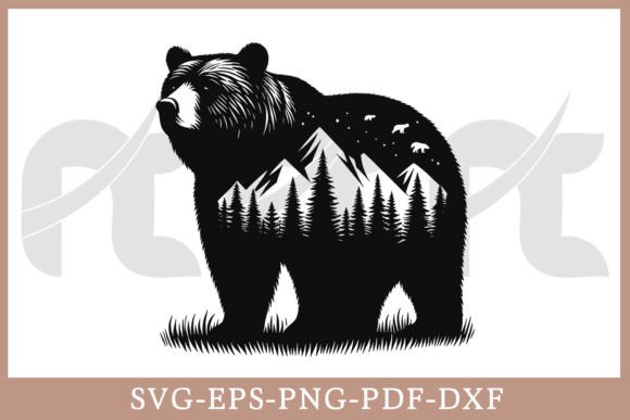 Bear Silhouette Vector SVG Cut File Gráfico Manualidades Por Craftabledesign