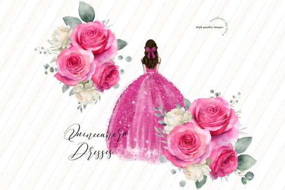 Bright Pink Fuchsia Princess Clipart Illustration Illustrations Imprimables Par SunflowerLove