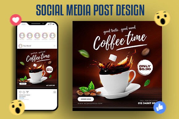 Coffee Shop Drink Menu Promotion Post Graphic Social Media Templates By Grapfix T-shirt Studio