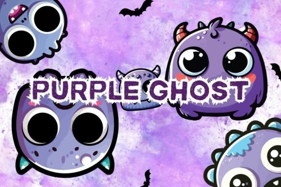 Cute Purple Big Eyes Ghost Graphic Crafts By Den_Arts