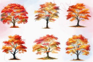 Fall Maple Tree Watercolor Clipart Graphic Illustrations By RevolutionCraft 4