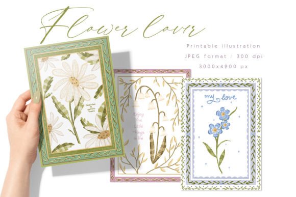 Floral Card Printable Gráfico Plantillas de Impresión Por Yelloo Fish