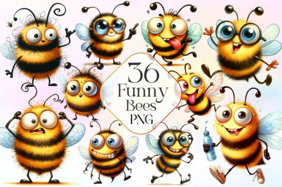 Funny Bee Sublimation Clipart PNG Grafik Druckbare Illustrationen Von LiustoreCraft