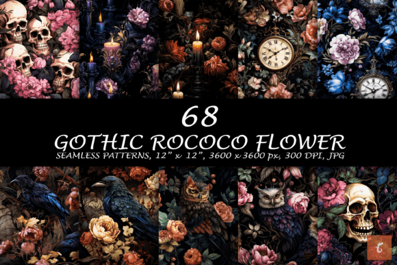 Gothic Rococo Seamless Pattern Jpg Graphic Patterns By TityDesign
