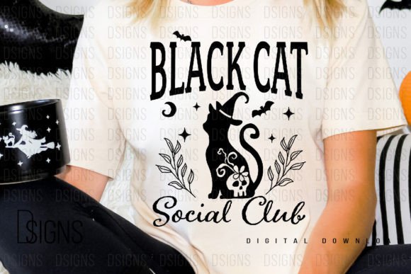 Halloween Black Cat Spooky Sublimation Graphic T-shirt Designs By DSIGNS
