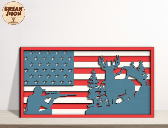 Hunting USA Map American Flag Sign Svg Gráfico SVG 3D Por Break Jhon