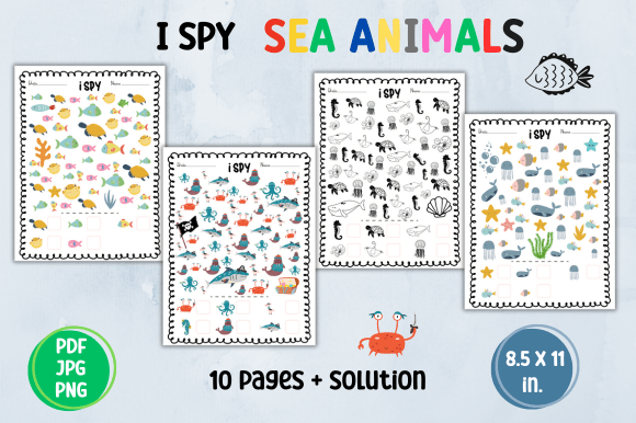 I SPY - Sea Animals Illustration K Par KDP Craft Studio