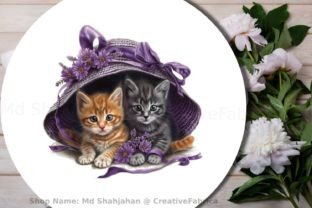 Kittens Under Sunhat Sublimation Clipart Graphic Illustrations By Md Shahjahan 3