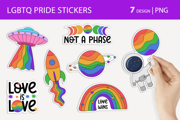 LGBT Sticker, Gay Pride Sticker Graphic Illustrations By KMarinaDesign