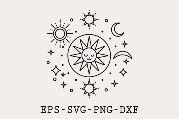 Mystic & Celestial Lineart Vector Graphic Illustrations By Creative Art