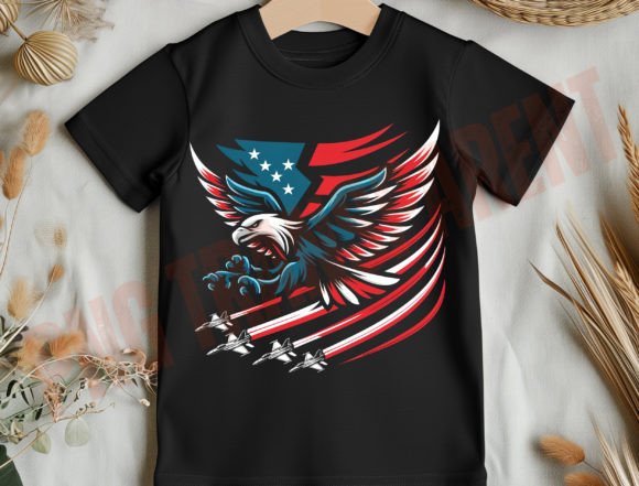Patriotic Eagle and Jets Png, American Graphic T-shirt Designs By DeeNaenon