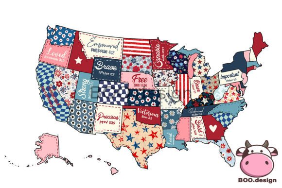 Retro America USA Map Png, 4th of July Grafik Plotterdateien Von BOO.design