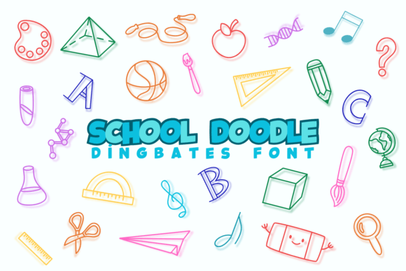 School Doodle Dingbats Font By Chonada