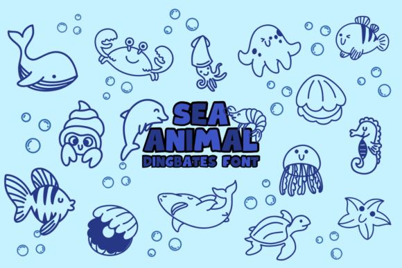 Sea Animal Dingbats Font By Chonada