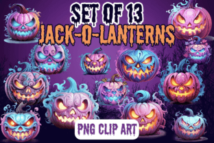 Set of 13 Spooky Halloween Clip Art PNG Gráfico Ilustraciones Imprimibles Por Nice Ass Design Co 1