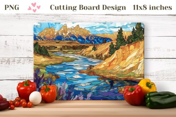 Stained Glass River Cutting Board Design Graphic AI Graphics By Ailirel Design