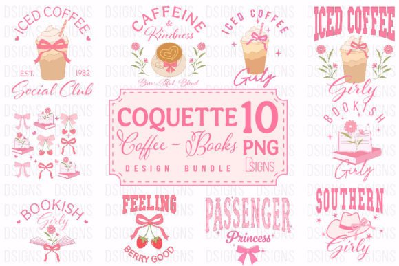 Vintage Coquette Coffee Book Bundle Png Gráfico Diseños de Camisetas Por DSIGNS