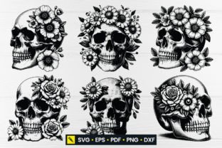Vintage Floral Skull SVG Bundle Grafica Creazioni Di designwp 2
