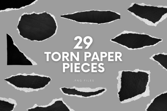 29 Black & White Torn Paper Pieces Graphic Textures By Ksuview
