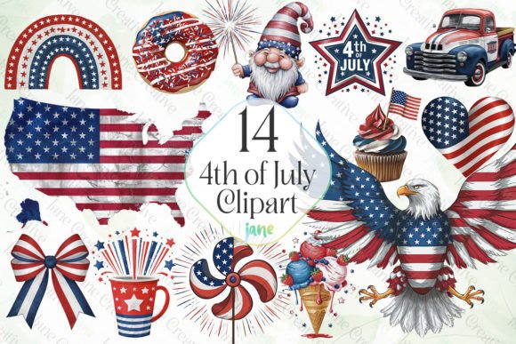 4th of July Sublimation Bundle Graphic Illustrations By JaneCreative