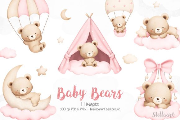 Baby Teddy Bears Grafik Druckbare Illustrationen Von Stellaart