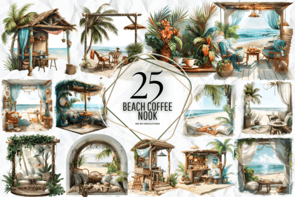 Beach Coffee Time Nook Clipart Graphic Illustrations By Markicha Art