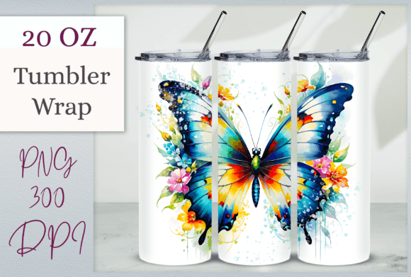 Butterfly Tumbler Wrap Watercolor Art Graphic Tumbler Wraps By Fantasy Island