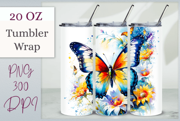Butterfly Tumbler Wrap Watercolor Art Graphic Tumbler Wraps By Fantasy Island