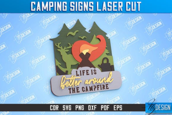 Camping Sign | 3D Stand | Adventure |CNC Graphic 3D SVG By flydesignsvg