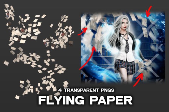 Flying Paper Overlays PNGs Illustration Illustrations Imprimables Par KristenLeeDSN