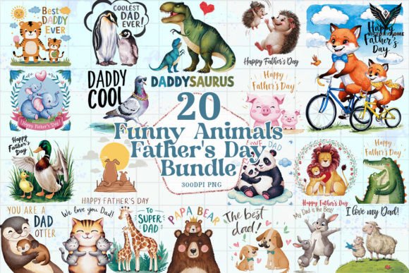 Funny Animals Father's Day Bundle Grafik Plotterdateien Von VictoryHome