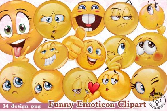 Funny Emoticon Clipart PNG Gráfico Ilustraciones Imprimibles Por mfreem