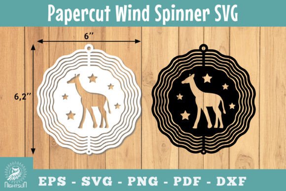 Giraffe Papercut Wind Spinner SVG Gráfico Manualidades Por NightSun