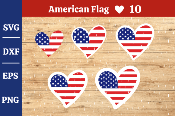 Heart USA Flag SVG,EPS, Dxf,Png #10 Graphic Illustrations By momstercraft