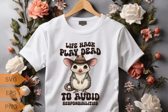 LIFE HACK PLAY DEAD to AVOID Shirt Svg Grafika Projekty Koszulek Przez mizanrahmanmiraz