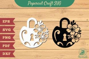 Padlock with Flower Papercut SVG 2 Graphic Crafts By NightSun