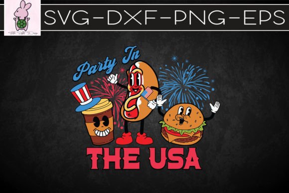Party in the USA 4th of July Summer SVG Graphic Print Templates By Turtle Rabbit