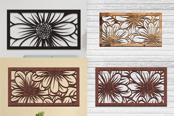 Set of Floral Panel Laser Cut Svg Grafik 3D SVG Von Cutting Edge