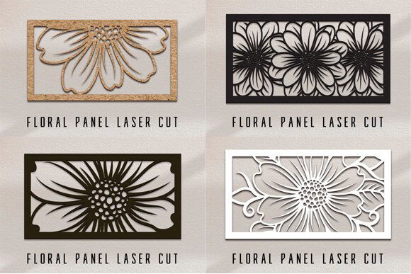 Set of Floral Panel Laser Cut Svg Graphic 3D SVG By Cutting Edge