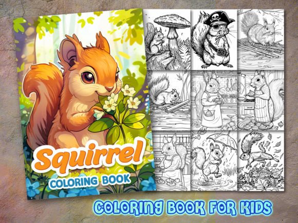 Squirrel Coloring Page & Coloring Book Gráfico Páginas y libros para colorear Por KDP GURU