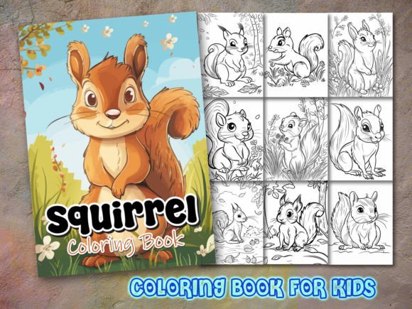 Squirrel Coloring Page and Coloring Book Grafik Ausmalseiten & Malbücher Von KDP GURU