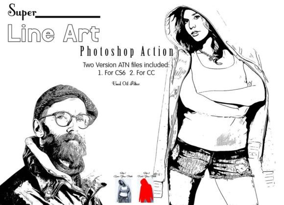 Super Line Art Photoshop Action Graphic Add-ons By hmalamin8952