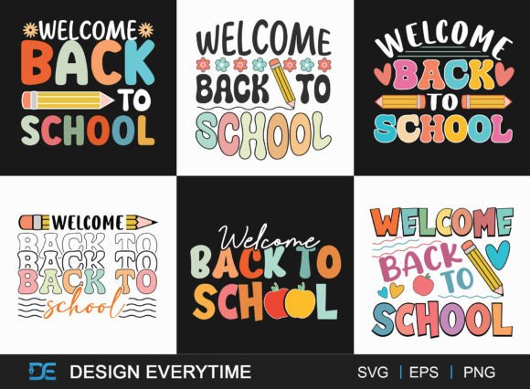 Welcome Back to School Typography SVG Gráfico Diseños de Camisetas Por DesignEverytime