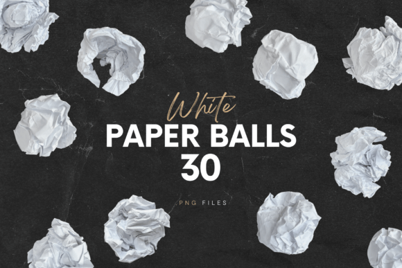 30 White Torn Crumpled Paper Balls Graphic Textures By Ksuview