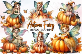 Autumn Fairy Girl Watercolor Clipart Afbeelding Afdrukbare Illustraties Door RevolutionCraft 1