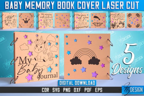 Baby Memory Book Cover Laser Cut Bundle Illustration SVG 3D Par flydesignsvg