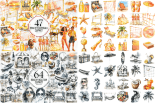 Beach Clipart Png Mega Bundle Illustration Illustrations Imprimables Par Markicha Art 6