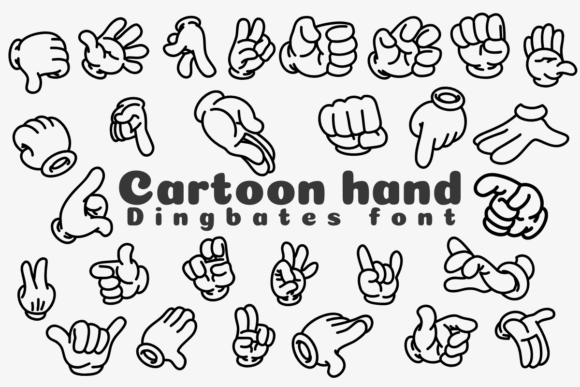 Cartoon Hand Dingbats Font By Chonada