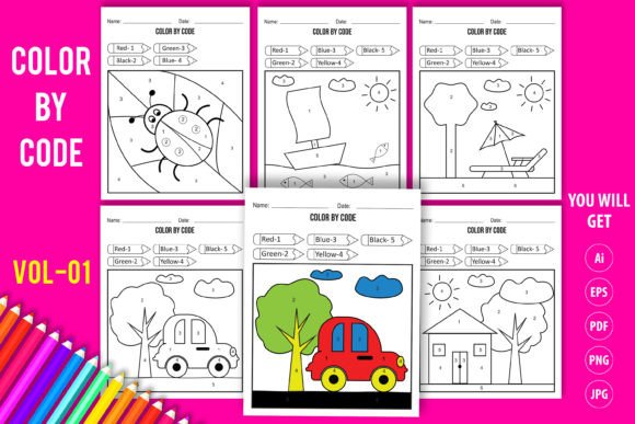 Color by Code Worksheet for Kids Graphic K By Self Graphics House